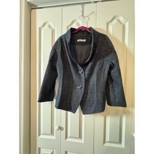 Anne Klein Vintage Wool Cropped Jacket Black and Gold Fits like a Medium